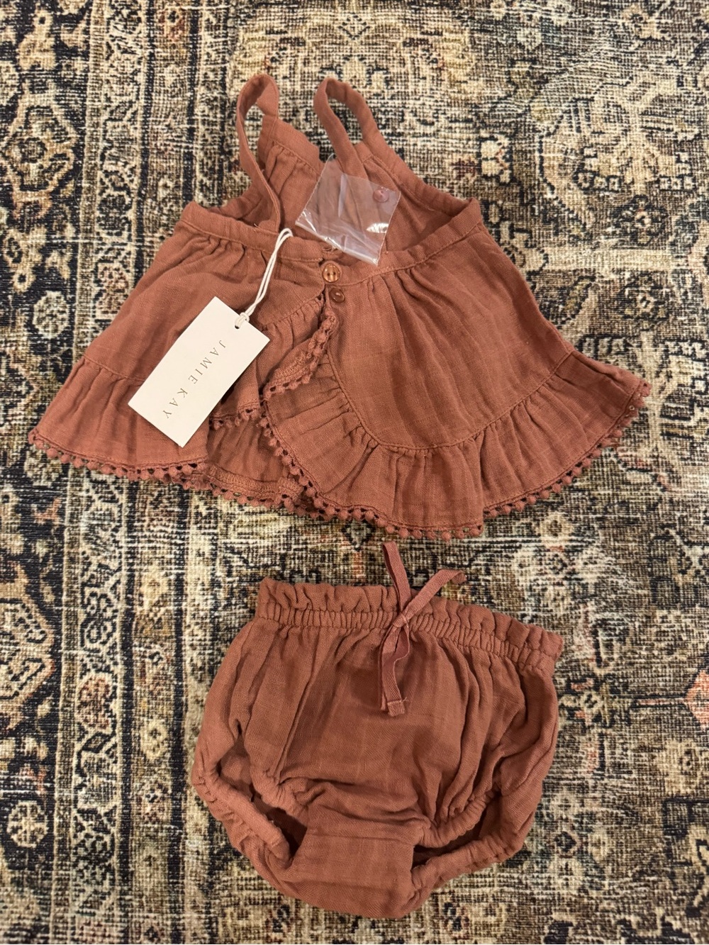 Jamie Kay Rust Mauve Baby Two-Piece Ruffle Tank & Bloomers Set 3-6months - Picture 2 of 2